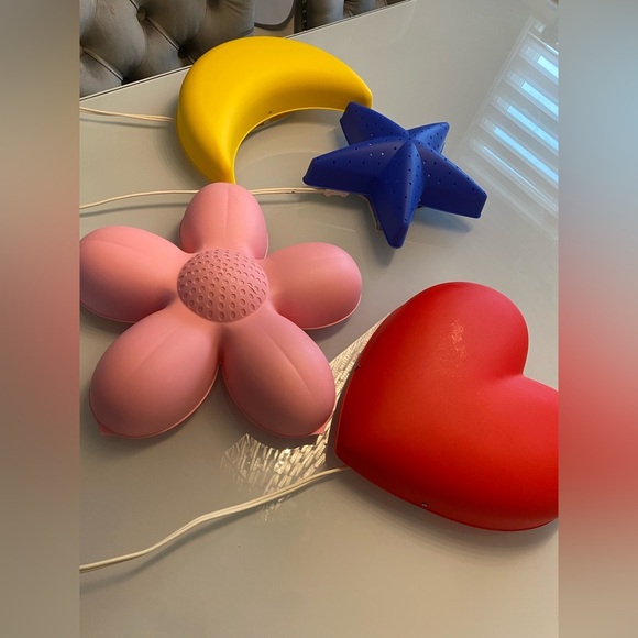 IKEA Kids Wall Lamps – Moon, Star, Flower & Heart – Set of 4 - Picture 7 of 8